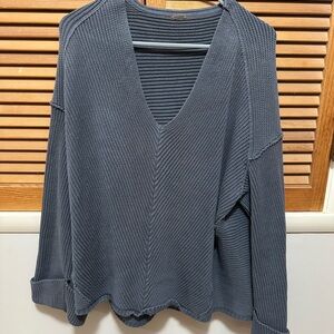 Free people V-Neck Knit Sweater in Slate Gray